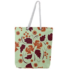 Folk Flowers Pattern Full Print Rope Handle Tote (large) by Eskimos