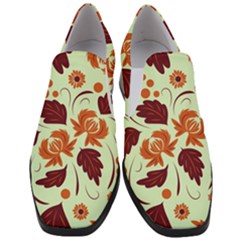 Folk Flowers Pattern Women Slip On Heel Loafers by Eskimos