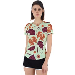 Folk Flowers Pattern Back Cut Out Sport Tee by Eskimos