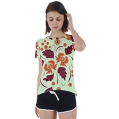 Folk Flowers Pattern Short Sleeve Foldover Tee by Eskimos