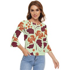 Folk Flowers Pattern Bell Sleeve Top