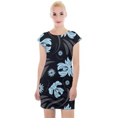 Folk Flowers Pattern Cap Sleeve Bodycon Dress by Eskimos