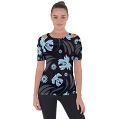 Folk Flowers Pattern Shoulder Cut Out Short Sleeve Top by Eskimos