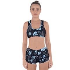 Folk Flowers Pattern Racerback Boyleg Bikini Set by Eskimos