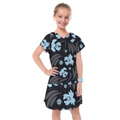 Folk Flowers Pattern Kids  Drop Waist Dress by Eskimos