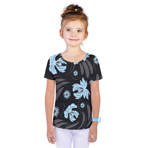 Folk Flowers Pattern Kids  One Piece Tee by Eskimos