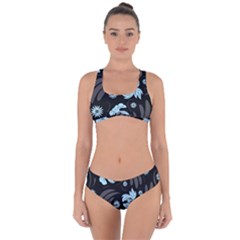 Folk Flowers Pattern Criss Cross Bikini Set by Eskimos