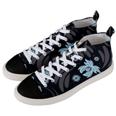 Folk Flowers Pattern Men s Mid-top Canvas Sneakers by Eskimos