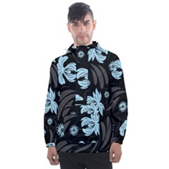 Folk Flowers Pattern Men s Front Pocket Pullover Windbreaker by Eskimos