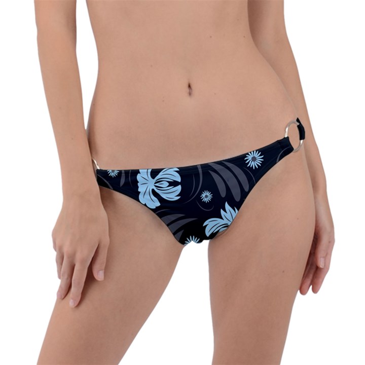 Folk flowers pattern Ring Detail Bikini Bottom