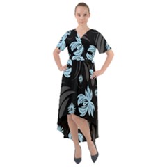 Folk Flowers Pattern Front Wrap High Low Dress by Eskimos