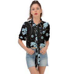 Folk Flowers Pattern Tie Front Shirt  by Eskimos