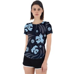 Folk Flowers Pattern Back Cut Out Sport Tee by Eskimos