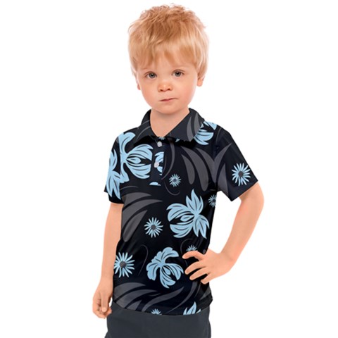 Folk Flowers Pattern Kids  Polo Tee by Eskimos