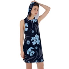 Folk Flowers Pattern Racer Back Hoodie Dress by Eskimos