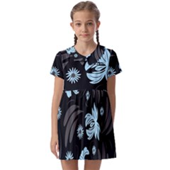 Folk Flowers Pattern Kids  Asymmetric Collar Dress by Eskimos