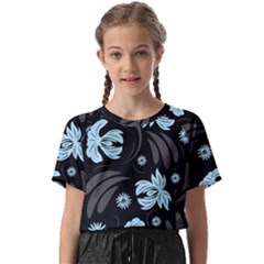 Folk Flowers Pattern Kids  Basic Tee by Eskimos