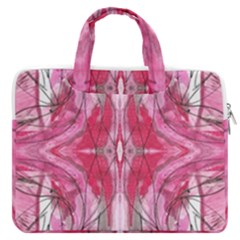 Magenta Marbling Symmetry Macbook Pro Double Pocket Laptop Bag by kaleidomarblingart