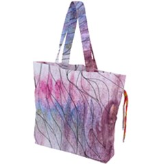 Flowing Petals Drawstring Tote Bag by kaleidomarblingart