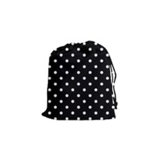 1950 Black White Dots Drawstring Pouch (small) by SomethingForEveryone