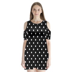 1950 Black White Dots Shoulder Cutout Velvet One Piece by SomethingForEveryone