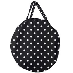 1950 Black White Dots Giant Round Zipper Tote by SomethingForEveryone