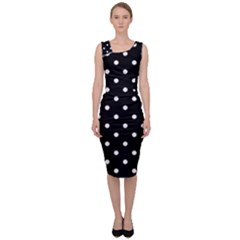 1950 Black White Dots Sleeveless Pencil Dress