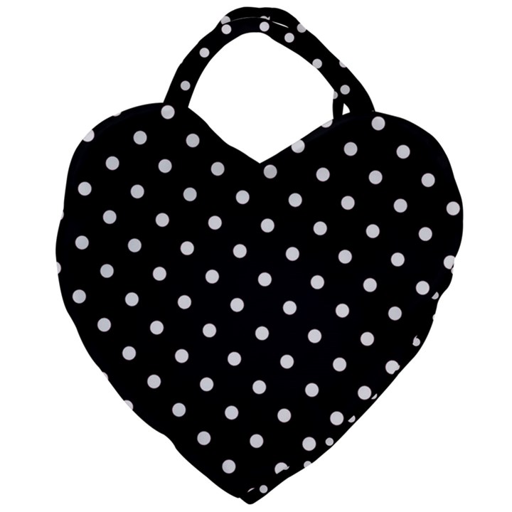 1950 Black White Dots Giant Heart Shaped Tote