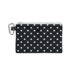 1950 Black White Dots Canvas Cosmetic Bag (small) by SomethingForEveryone