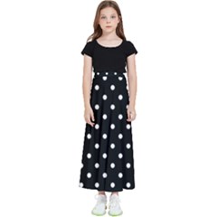 1950 Black White Dots Kids  Flared Maxi Skirt