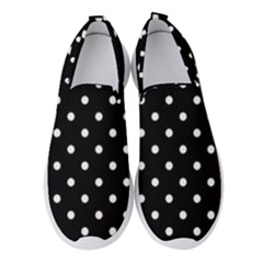 1950 Black White Dots Women s Slip On Sneakers by SomethingForEveryone