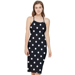 1950 Black White Dots Bodycon Cross Back Summer Dress