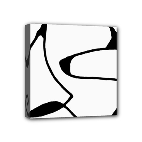 Black And White Abstract Linear Decorative Art Mini Canvas 4  X 4  (stretched) by dflcprintsclothing