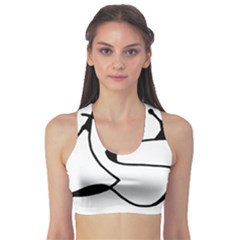 Black And White Abstract Linear Decorative Art Sports Bra by dflcprintsclothing