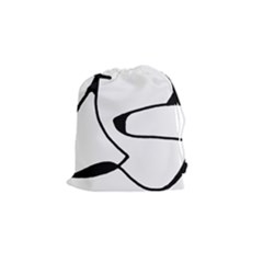 Black And White Abstract Linear Decorative Art Drawstring Pouch (small)