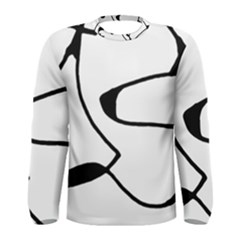 Black And White Abstract Linear Decorative Art Men s Long Sleeve Tee by dflcprintsclothing