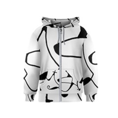 Black And White Abstract Linear Decorative Art Kids  Zipper Hoodie by dflcprintsclothing