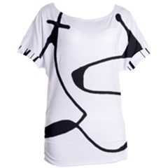 Black And White Abstract Linear Decorative Art Women s Oversized Tee