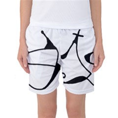 Black And White Abstract Linear Decorative Art Women s Basketball Shorts by dflcprintsclothing