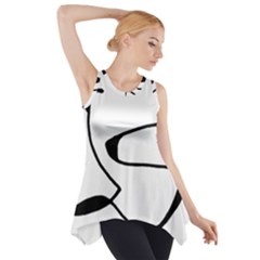 Black And White Abstract Linear Decorative Art Side Drop Tank Tunic