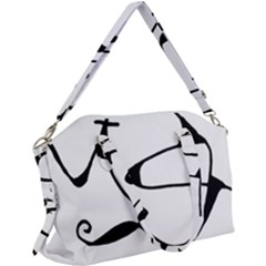 Black And White Abstract Linear Decorative Art Canvas Crossbody Bag