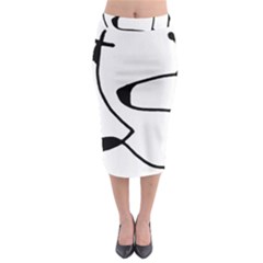 Black And White Abstract Linear Decorative Art Midi Pencil Skirt by dflcprintsclothing