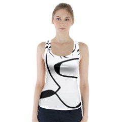 Black And White Abstract Linear Decorative Art Racer Back Sports Top