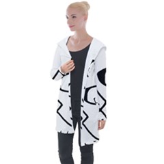 Black And White Abstract Linear Decorative Art Longline Hooded Cardigan by dflcprintsclothing