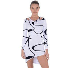 Black And White Abstract Linear Decorative Art Asymmetric Cut-out Shift Dress by dflcprintsclothing