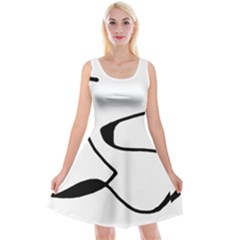 Black And White Abstract Linear Decorative Art Reversible Velvet Sleeveless Dress