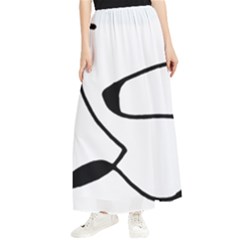 Black And White Abstract Linear Decorative Art Maxi Chiffon Skirt