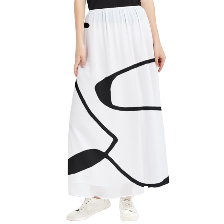 Black And White Abstract Linear Decorative Art Maxi Chiffon Skirt