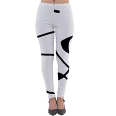 Black And White Abstract Linear Decorative Art Lightweight Velour Leggings