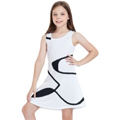 Black And White Abstract Linear Decorative Art Kids  Lightweight Sleeveless Dress by dflcprintsclothing